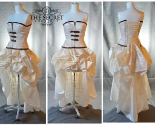 steampunk wedding dress-ivory bustle dress-high low dress-reception dress-fall wedding dress-bohemian-gothic-alternative-the secret boutique by thesecretboutique steampunk buy now online