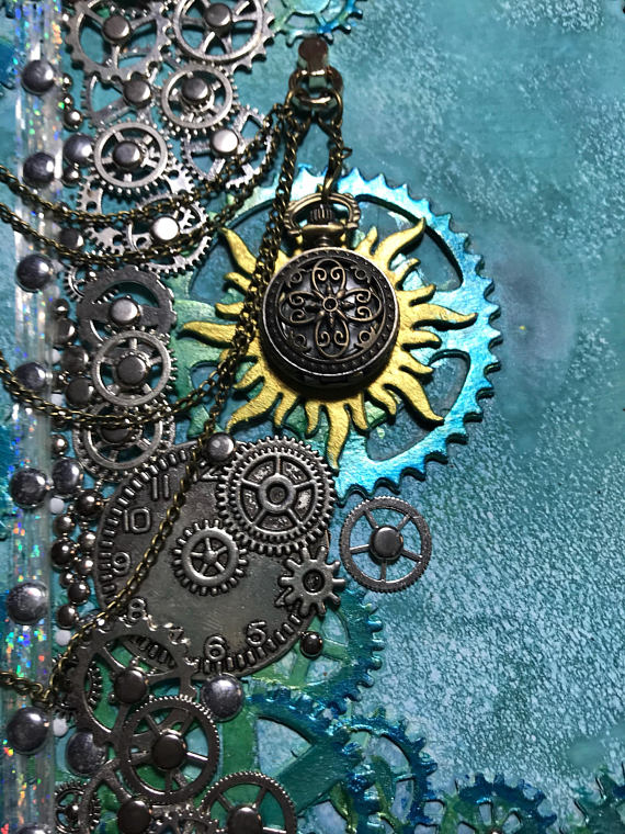 Turquoise Steampunk with clock by VictoriaBrookDesigns steampunk buy now online