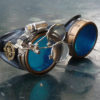 Victorian Steampunk goggles aviator victorian welding biker eye cup-- gcg blue lens by UmbrellaLaboratory steampunk buy now online
