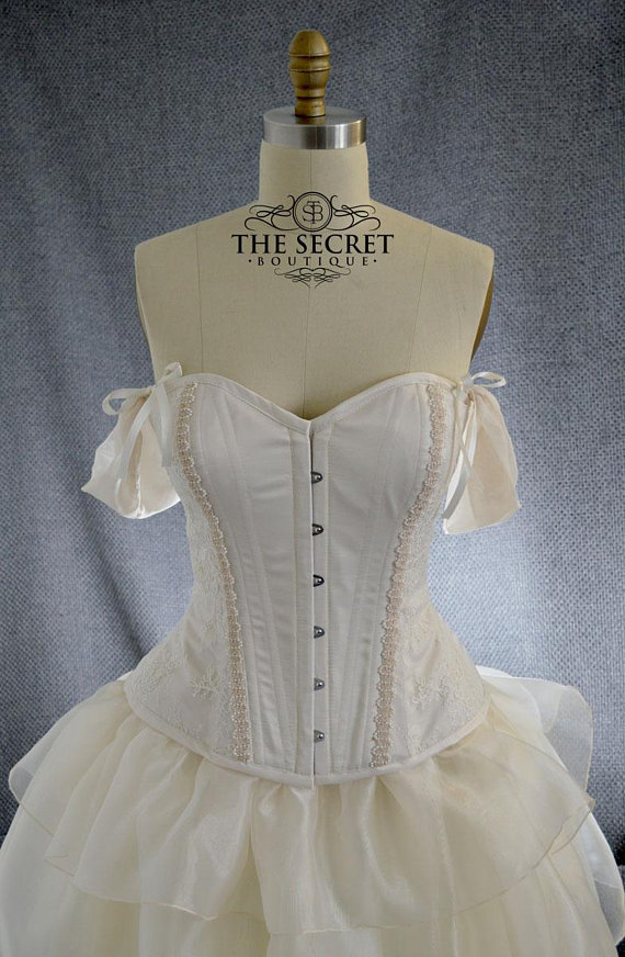 wedding corset, ivory and lace custom made corset by thesecretboutique steampunk buy now online
