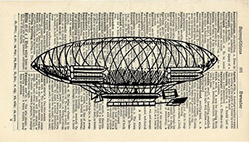 VINTAGE AIRSHIP ART PRINT - STEAMPUNK ARTWORK - VINTAGE ART PRINT - VINTAGE Art - TRAVEL Illustration - GIFT - Vintage Dictionary Art Print - Wall Hanging - Home Décor - Housewares -Book Print - 381Bf steampunk buy now online