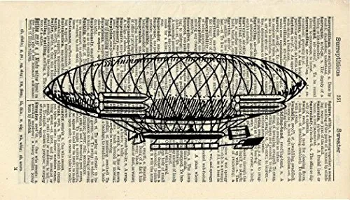VINTAGE AIRSHIP ART PRINT - STEAMPUNK ARTWORK - VINTAGE ART PRINT - VINTAGE Art - TRAVEL Illustration - GIFT - Vintage Dictionary Art Print - Wall Hanging - Home Décor - Housewares -Book Print - 381Bf steampunk buy now online