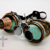 bronze steampunk goggles - double loupe green lens cyber goggles burning man steampunk accessories - steampunk gift - goggles - steampunk by SteamRetro steampunk buy now online