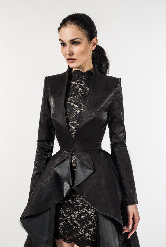 Gia Long coat (in black velvet) by LauraGalic steampunk buy now online