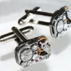 GIRARD PERREGAUX Steampunk Cufflinks - RARE Luxury Swiss Matching Silver Vintage Watch Movement Men Steampunk Cufflinks Cuff Links Men Gift by TimeInFantasy steampunk buy now online
