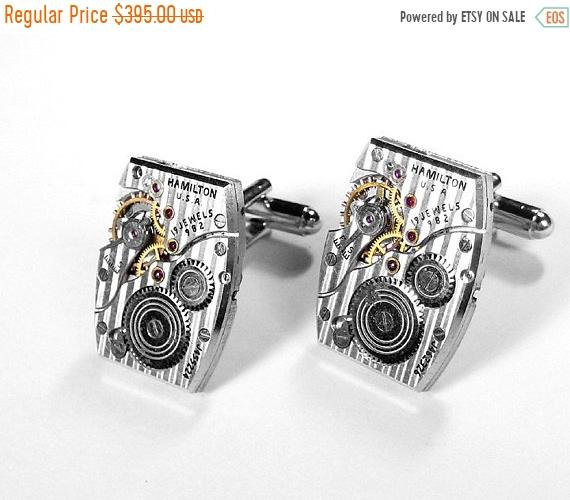 HAMILTON Pinstripe Mens Cufflinks LUXURY Watch Cuff Links Wedding Groom Anniversary Fiancee Cufflinks Fathers Day - Jewelry by edmdesigns by edmdesigns steampunk buy now online