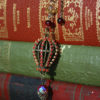 Hot air balloon necklace red rhinestone chain steampunk style 3D pendant charm by SaqqaraLilyDesigns steampunk buy now online