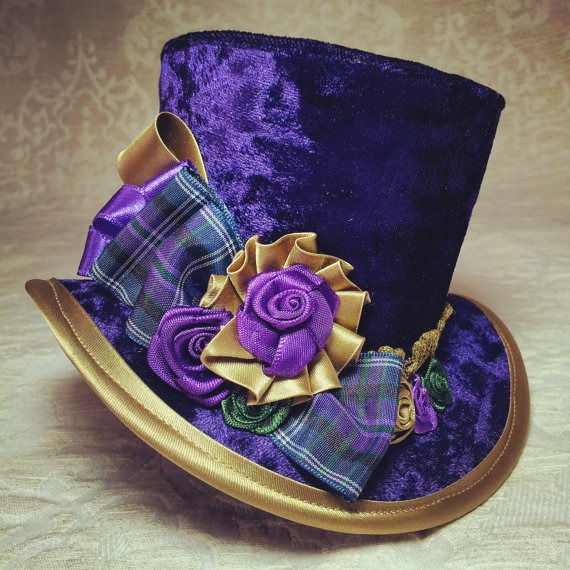 Purple hat, Steampunk hat, Mini Top Hat, Victorian hat, Velvet hat, Festival hat, Burning Man, Festival fashion, Cosplay hat, Lolita hat by OohLaLaBoudoir steampunk buy now online