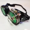 STEAMPUNK GOGGLES, Black with Green Lenses, Silver Compass Rose and Magnifying Loupes, Great for Halloween, Cosplay Costume or Birthday Gift by HGBrasswell steampunk buy now online