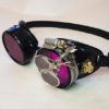 STEAMPUNK GOGGLES Black with Purple Lenses Brass Accents and Magnifying Loupes Victorian Optic-Conductors Welding Motorcycle Cyber Glasses by HGBrasswell steampunk buy now online