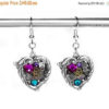 Steampunk Jewelry Earrings Vintage Watch Silver ORNATE HEART Rose Turquoise Crystal Anniversary Women Mothers Day - Jewelry by edmdesigns by edmdesigns steampunk buy now online