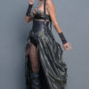 Steampunk Long Formal Greenish Pewter Bustle with Metallic Appliqués,Unique Pewter Bustle,Masquerade,Goth,Renaissance,Pirate Wrench by gypsecouture steampunk buy now online
