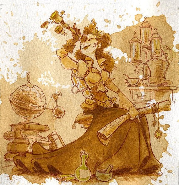 Adventurer Tea Girl Print - various sizes by BrianKesinger steampunk buy now online Adventurer Tea Girl Print - various sizes by BrianKesinger steampunk buy now online