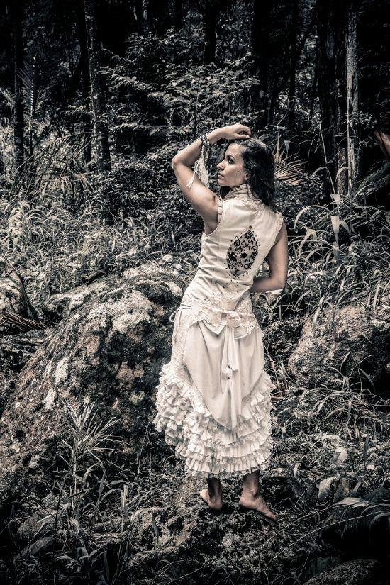 BURLESQUE STEAMPUNK Off White Etnix Tail Vest - Kahuna - Boho Bohemian Shabby Chic Wedding Frills Silk Festival Fairy Victorian Lace Pirate by EtnixByron steampunk buy now online