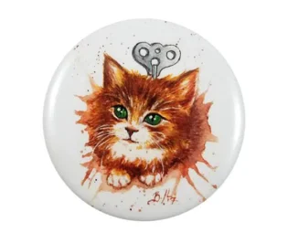Clockwork (Exploding) Kitten Paprika Magnet: Watercolour Ginger Cat by ClockworkArtShop steampunk buy now online