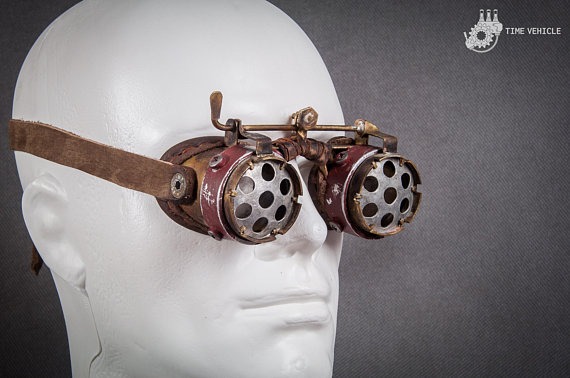 Flip Up Goggles- Postapocalyptic Goggles - LARP - Engineer Eyewear - Mad Max Goggles - Wasteland - Double Lenses - Burning Man Eyewear by TimeVehicle steampunk buy now online