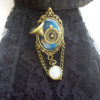 Gothic Steampunk Trumpet Horn Gear Cog Blue Cameo Brooch Badge Cravat Jabot Pin by GothicWeddingAngel steampunk buy now online