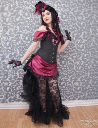 Gothic Victorian Dress | Wine and Roses | Ready to Ship by auralynne steampunk buy now online