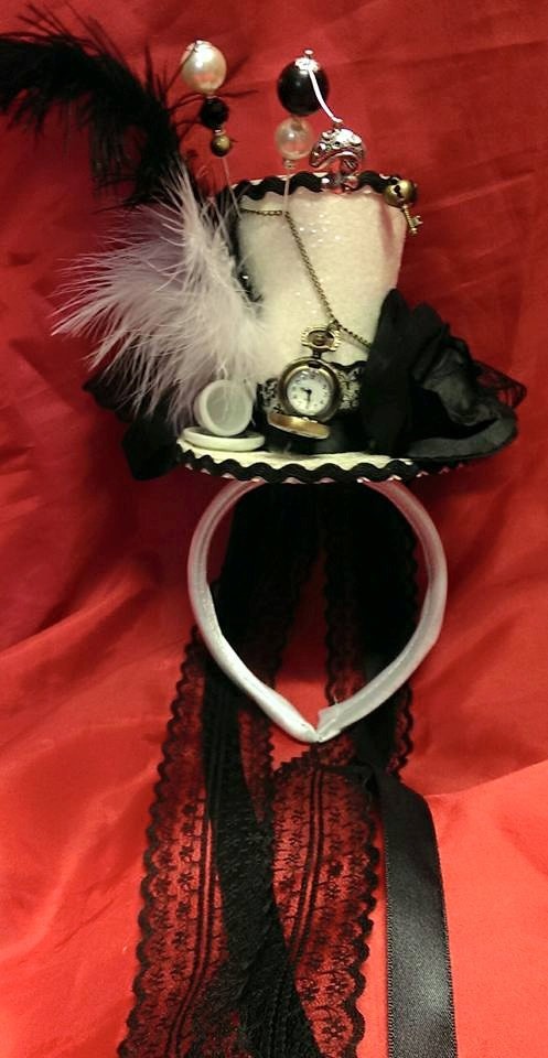 Mad Hatter Alice in Wonderland Steampunk Bespoke Mini Top Hat Real Pocket Watch Halloween Tea Party Cosplay Wedding Ascot by Mad4Hats steampunk buy now online