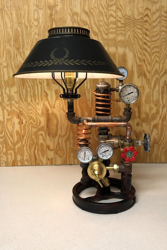 Restoration Hardware Style Repurposed Steampunk Table Lamp by EngineeredbyDave steampunk buy now online