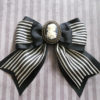 skeleton girl day of the dead cameo on a stripe bow by LittleBanshees steampunk buy now online