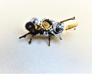 Stag,steampunk, love bug beetle brooch made using recycled watch parts.Unisex,for bodice,bustle or lapel.Hand Made by Little Mechanical Bird by LittleMechanicalBird steampunk buy now online