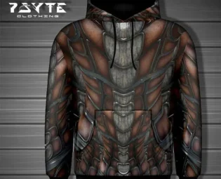 Steampunk Hoodie, Burning Man clothing, festival hoodie, Post-Apocalyptic, Armor hoodie, Zip-Up Hoodie, Cyberpunk hoodie,Futuristic hoodie by PsyteClothing steampunk buy now online