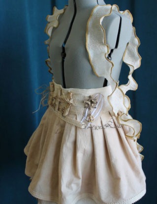 Steampunk Skirt with Hot Air Balloon & Antique Scrolls Mini Bustle xs, s, m, l, xl by VentriloquistCourt steampunk buy now online