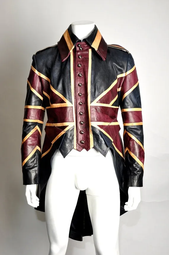 Union Jack Mens Leather Diamond Jubilee Exclusive Steampunk Tail coat Impero London by ImperoLondon steampunk buy now online