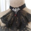 Victorian Choker Necklace Jabot Collar Black Lace Bat red crystal drop Collar Neckpiece goth gothic Punk steampunk Lolita Vampire by MiaDressShop steampunk buy now online