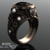 7.45 cttw Diamond and Bourbon Quartz Cocktail Ring. 14kt rose gold. Scrollwork Gothic Victorian vintage. Unique steampunk ladies statement. by DeMerJewelry steampunk buy now online