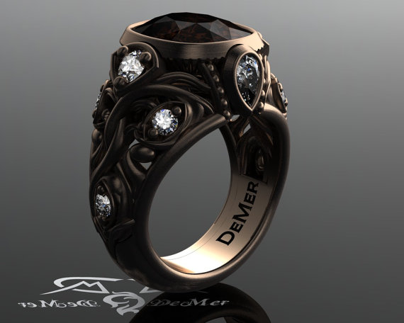 7.45 cttw Diamond and Bourbon Quartz Cocktail Ring. 14kt rose gold. Scrollwork Gothic Victorian vintage. Unique steampunk ladies statement. by DeMerJewelry steampunk buy now online 7.45 cttw Diamond and Bourbon Quartz Cocktail Ring. 14kt rose gold. Scrollwork Gothic Victorian vintage. Unique steampunk ladies statement. by DeMerJewelry steampunk buy now online