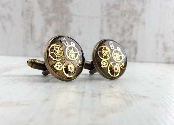 Bronze Anniversary Cufflinks. Bronze Cufflinks. 18mm. Steampunk Cufflinks. Bronze Gift. Wedding Anniversary. Wedding Cufflinks. Cogs by OneDottyDuck steampunk buy now online