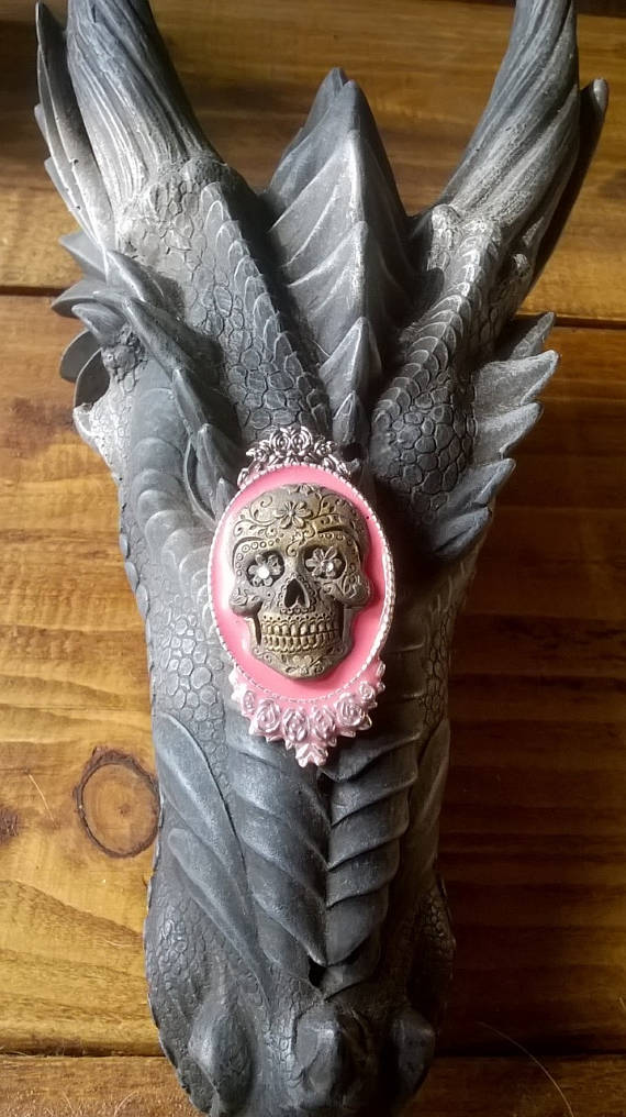Gothic Day of The Dead Muerto Mexocan Sugar Skull Cameo Brooch Steampunk Cosplay Vintage roses by ImmortalBeloveduk steampunk buy now online