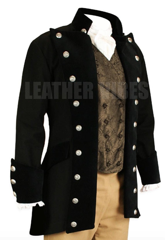 Mens Victorian Coat Military Tunic Top Steampunk Jean Cotton Jacket by LeatherVibes steampunk buy now online