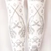 Pirate Printed Tights Narwhal Tattoos Silver on White All Sizes Nautical Lolita Steampunk Victoriana by TejaJamilla steampunk buy now online