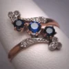 Rare Antique Victorian Platinum 18K Gold Sapphire Rose Diamond Wedding Ring French c.1840 Engagement by AawsombleiJewelry steampunk buy now online