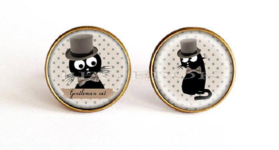 Steampunk cufflinks * cat Wizard *, grey, retro man jewelry gift by belepokbijoux steampunk buy now online