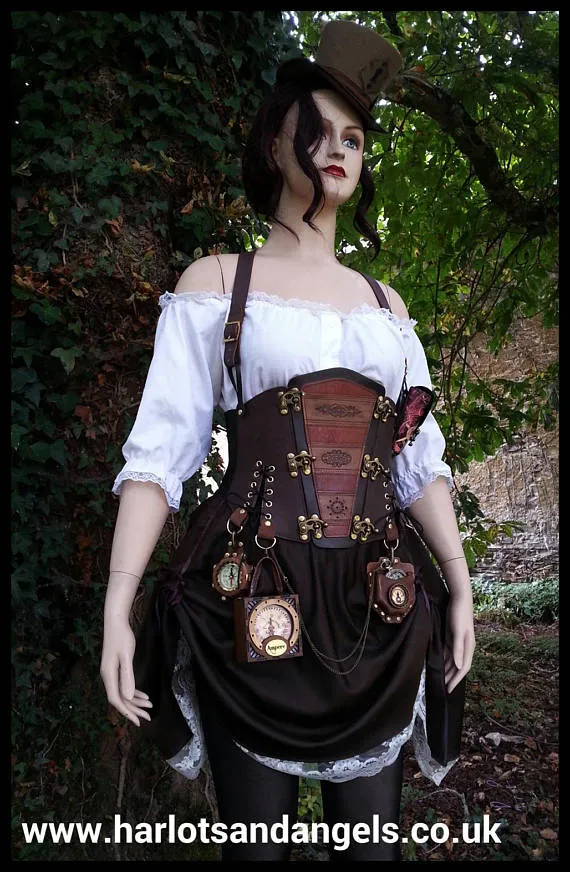 Steampunk Dress, Leather Corset Belt, Outfit, Steampunk Hat, Skirt, Shirt & Accessories, Unique Gift for her, Ready to Ship Now by Harlotsandangels steampunk buy now online Steampunk Dress, Leather Corset Belt, Outfit, Steampunk Hat, Skirt, Shirt & Accessories, Unique Gift for her, Ready to Ship Now by Harlotsandangels steampunk buy now online