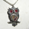 Steampunk Goddess Athena Owl Azalea Shades of Pink Necklace Vintage Watch Movement by PatchworkJewelry steampunk buy now online