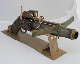 steampunk hand canon with crossbow and double barrelled pistol by Darkgothic steampunk buy now online