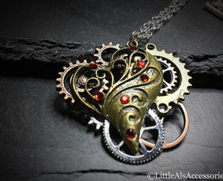 Steampunk Jewelry, Steampunk Heart Pendant, Steampunk Cogs, Cog Necklace, Steampunk Cog Necklace, Gift For Her, Steampunk Gifts by LittleAlsAccessories steampunk buy now online