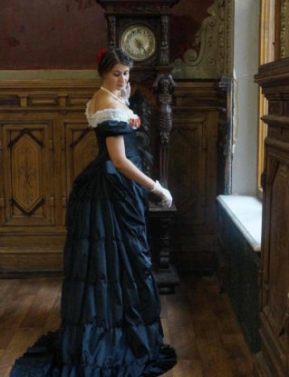 Victorian Black Bustle Dress by ValentineCraftsStore steampunk buy now online