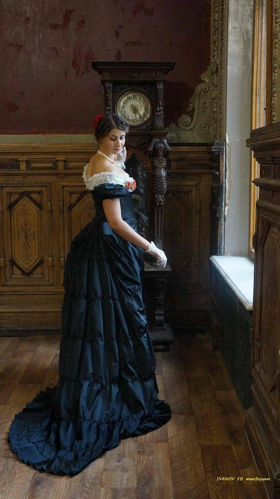Victorian Black Bustle Dress by ValentineCraftsStore steampunk buy now online Victorian Black Bustle Dress by ValentineCraftsStore steampunk buy now online