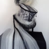 Victorian gothic corset black and Ivory lace wedding hat by Blackpin steampunk buy now online
