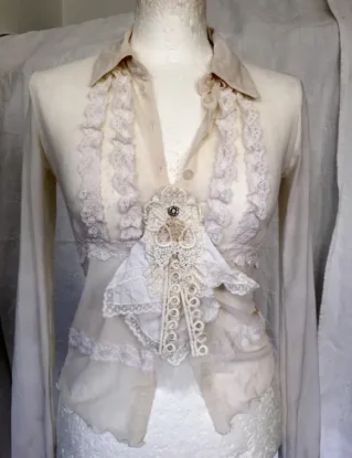 Victorian lace blouse ,mesh ,lace wedding shirt , alternative wedding,repurposed antique laces, Renaissance,vintage inspired beautiful shirt by RAWRAGSbyPK steampunk buy now online