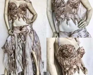 Wasteland Costume - Corset Skirt - Corset Cropped Top - Gothic - Apocalyptic Outfit - Hand Dyed - Made to Order by PatchedJester steampunk buy now online