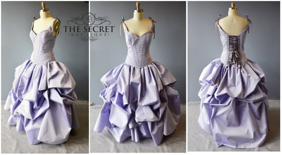 Lavender wedding gown, custom made couture corset bridal gown by thesecretboutique steampunk buy now online