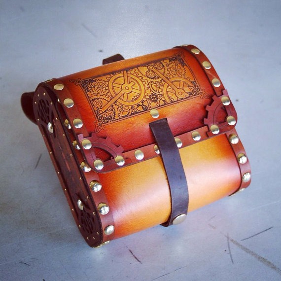 Leather Cog Pouch by BruteForceStudios steampunk buy now online