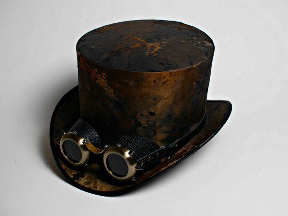 Modern Set of Steampunk Men Top Hat with Goggles Wedding Victorian Mens Hats Womens Tophat Steam Punk Cosplay Personalized Gothic Adult Hat by SteampunkHatMaker steampunk buy now online